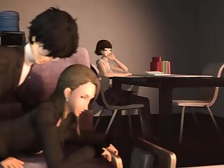 P5 sae nijima gets wildly fucked on slay rub elbows with couch