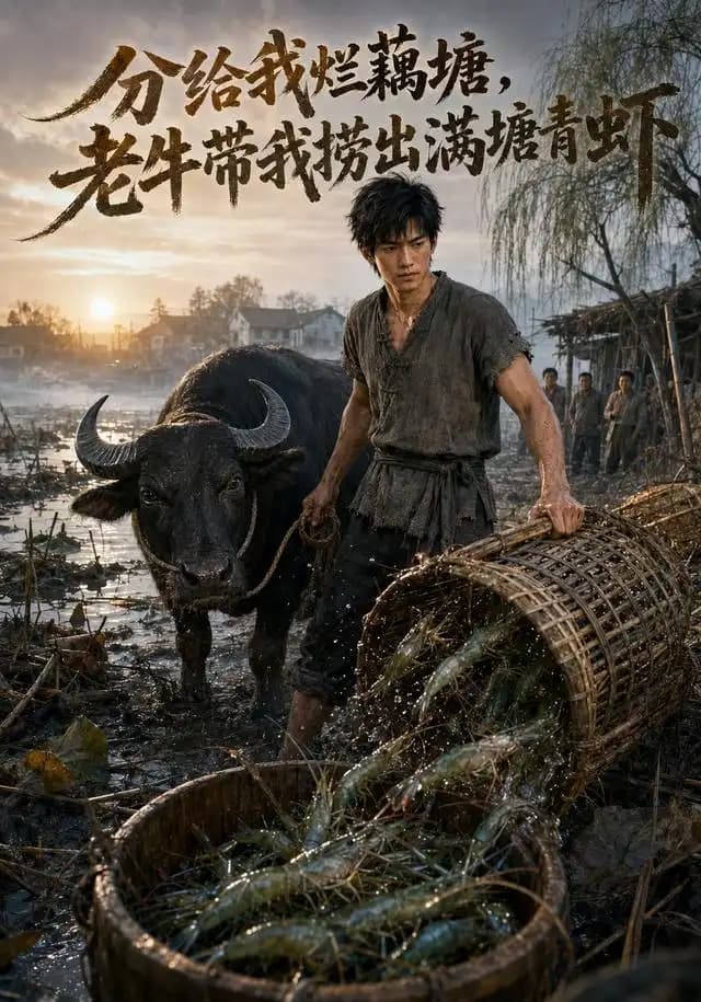 分给我烂藕塘,老牛带我捞出满塘青虾